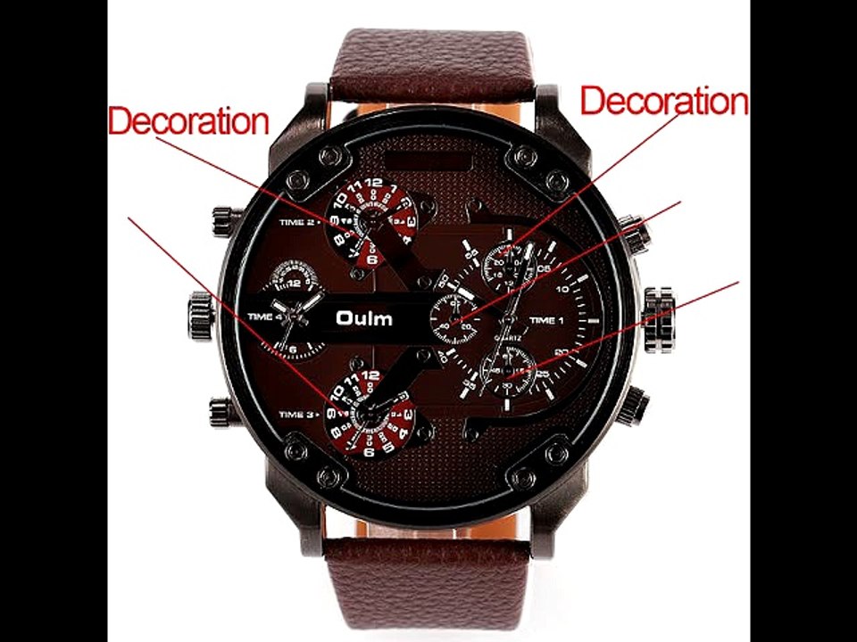 Oulm 3548 Artificial Leather Band Analog Quartz Sport Watch