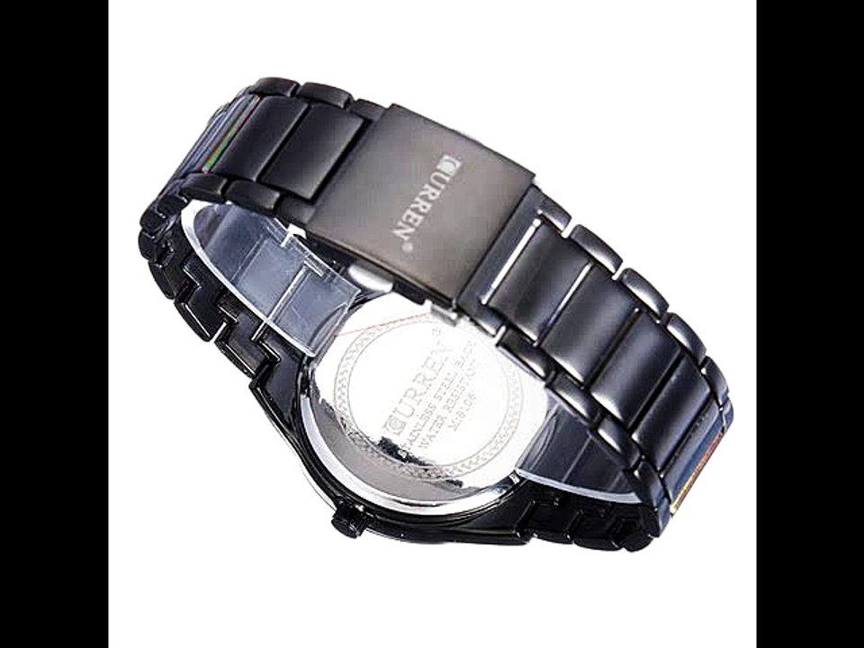 Fashion CURREN 8106 Black Stainless Steel Round Men Quartz Wrist Watch