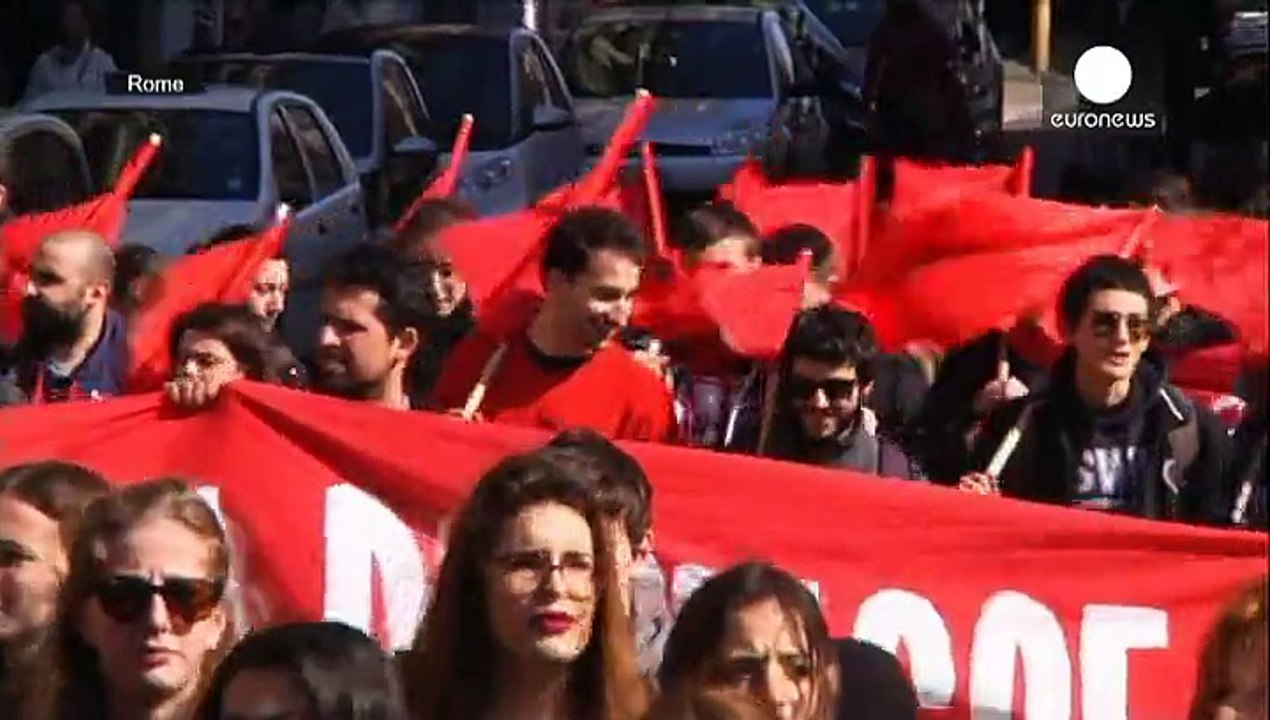 Manifestaciones estudiantiles en Italia contra la reforma educativa de Renzi