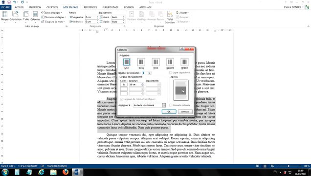 Tuto - Word 2013 - Créer des colonnes
