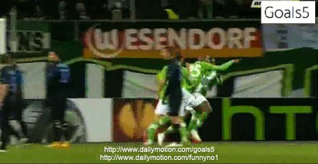 Naldo Goal Wolfsburg 1 - 1 Inter Europa League 12-3-2015