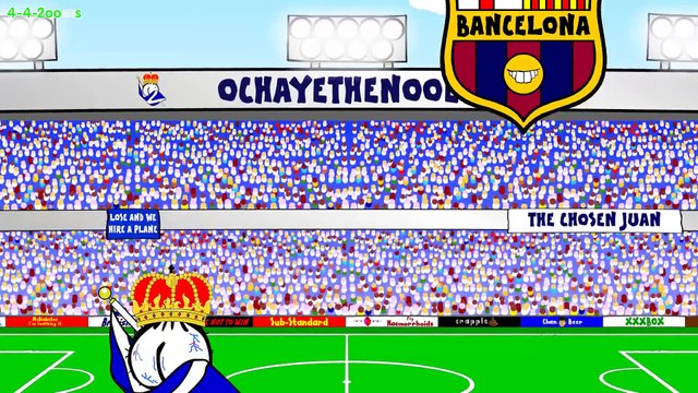 REAL SOCIEDAD vs BARCELONA 1-0 (4.1.15 Alba own goal David Moyes Football Cartoon by 442oons) (2)