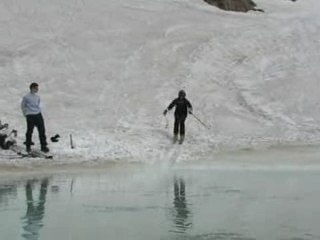 chute ski sur lac