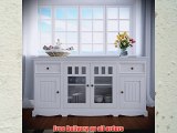 Belluno solid pine wood sideboard in white with 4 doors (2 glazed) and two drawers living room