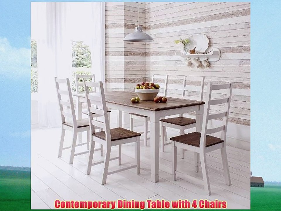 Table and 4 Chairs Canterbury Dining Table in Contemporary Dark Pine and White