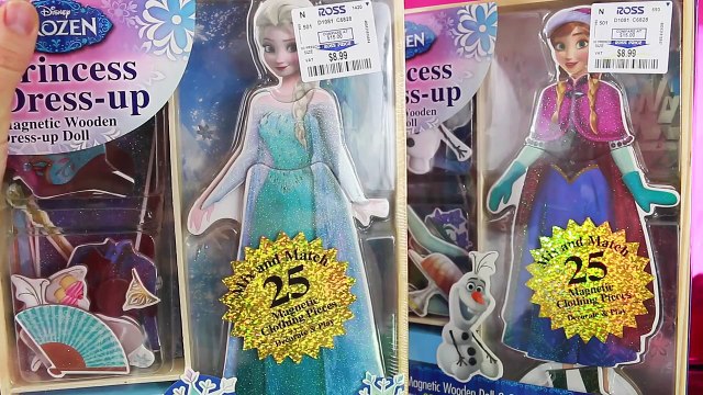Frozen Disney Princess Dress Up Elsa, Anna, Ariel & Cinderella Wooden Magnetic Doll Muñeca de madera