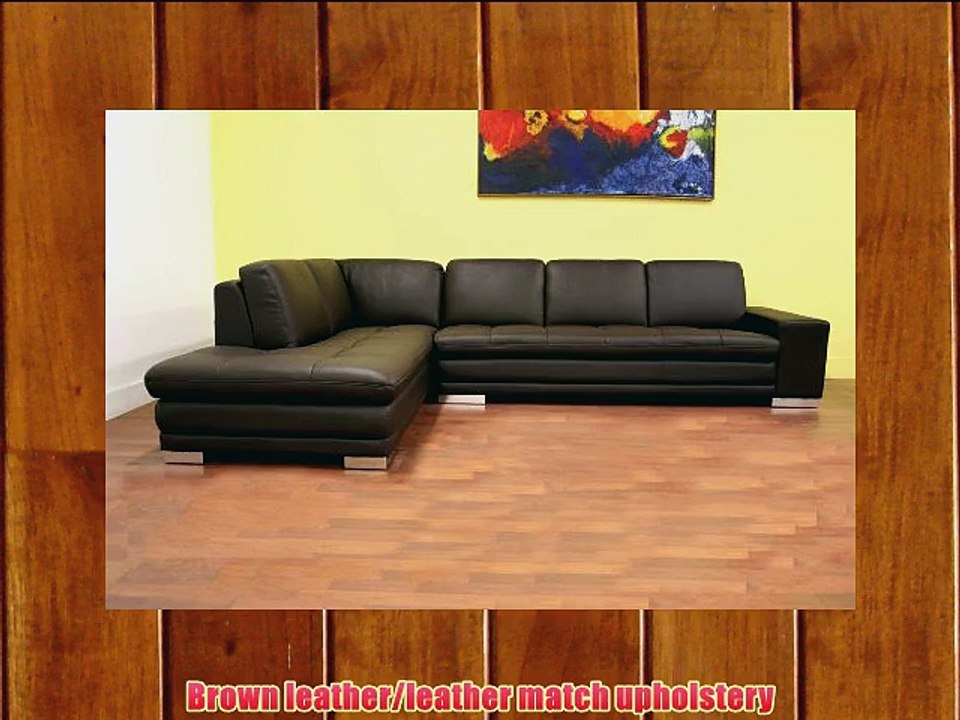 Baxton Studio Callidora Brown Leather Sectional Sofa with Left Facing Chaise