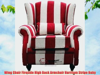 Wing Chair Fireside High Back Armchair Harrison Stripe Ruby