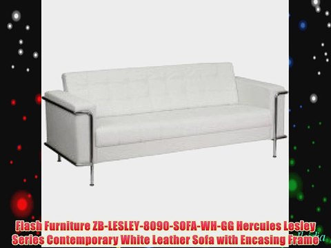 Flash Furniture ZB-LESLEY-8090-SOFA-WH-GG Hercules Lesley Series Contemporary White Leather