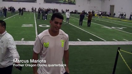 Marcus Mariota, former Oregon Ducks quarterback, on his pro day workout
