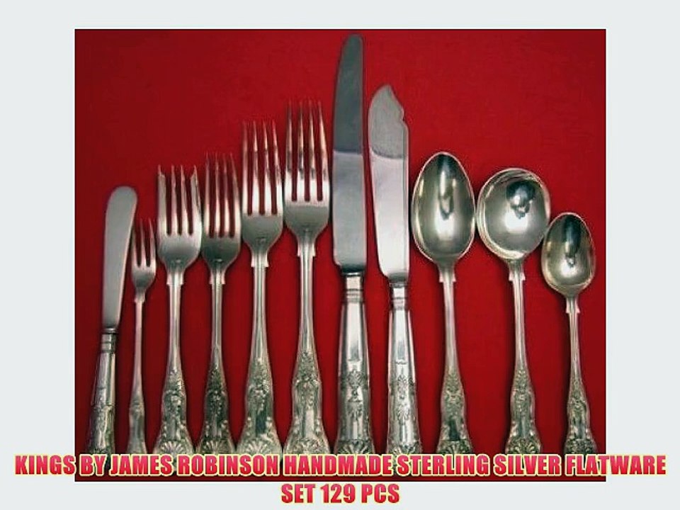 KINGS BY JAMES ROBINSON HANDMADE STERLING SILVER FLATWARE SET 129 PCS