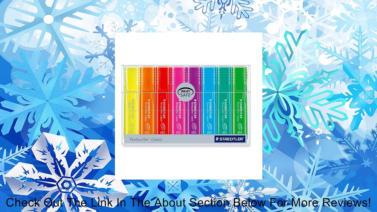 Staedtler Textsurfer Classic Highlighter, Chisel Tip, Blue/Green/Orange/Pink/Purple/Red/Turquoise/Yellow, 8 per Set (364WP8) Review