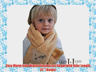 Cozy Warm Kids Winter Plush Scarf Shawl with Bear Length 32 (Beige)