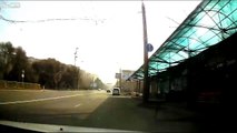 Roads of Kazakhstan Female texting while driving&billboard guy eats dirt
