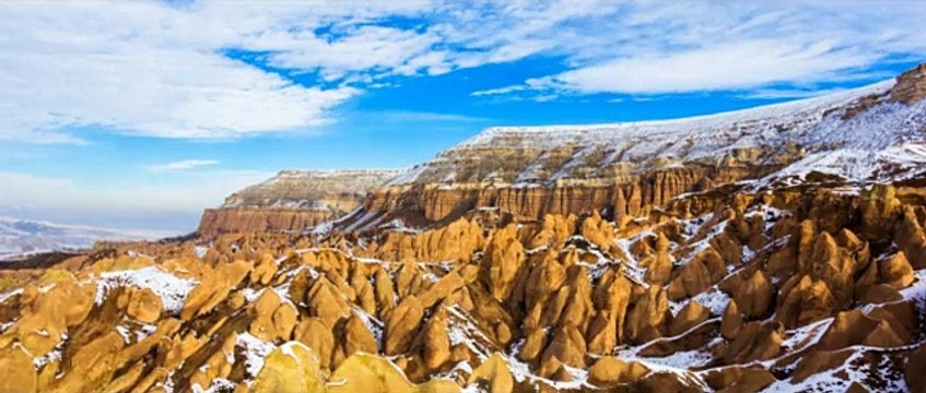 Karlar altındaki Kapadokya'nın eşsiz güzelliği
