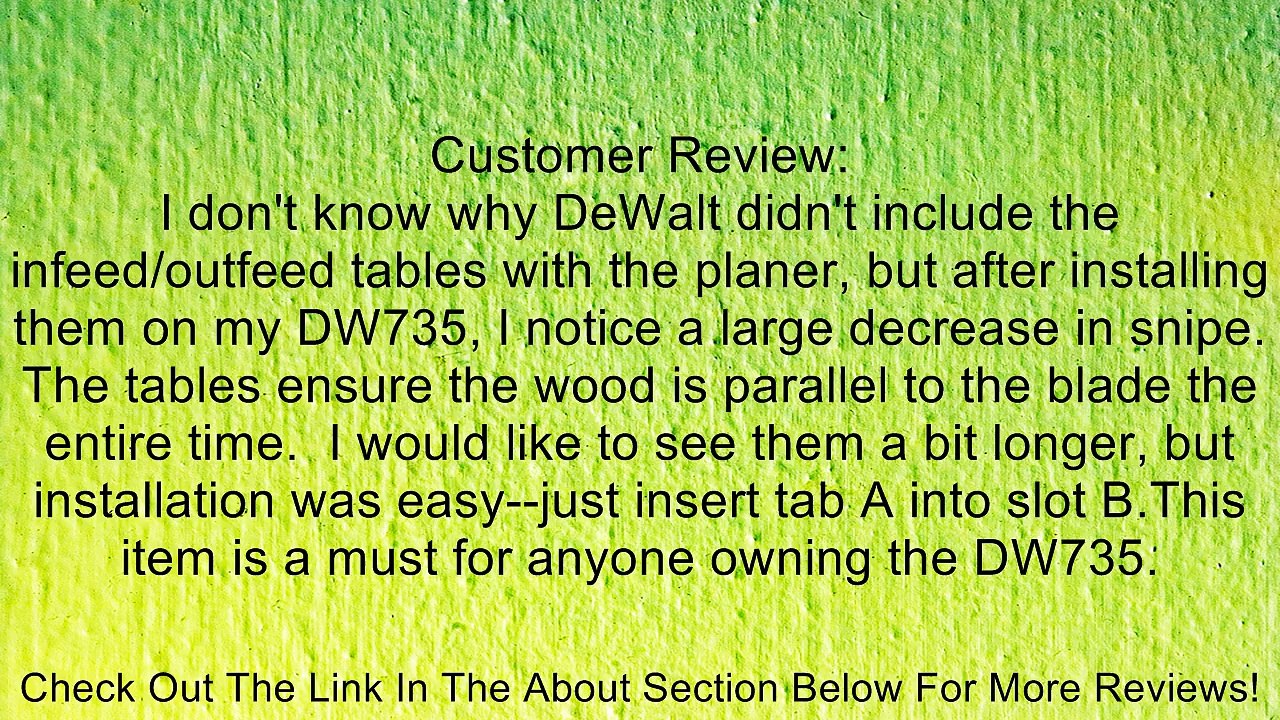 DEWALT DW7351 Folding Table for DW735 Planer Review
