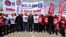 Türk Sağlık-Sen Genel Başkanı Kahveci, Eyleme Katıldı
