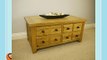 TRESCO - WAXED OAK LARGE COFFEE TABLE WITH SLIDING STORAGE DRAWERS / SIDE LAMP TABLE *SOLID