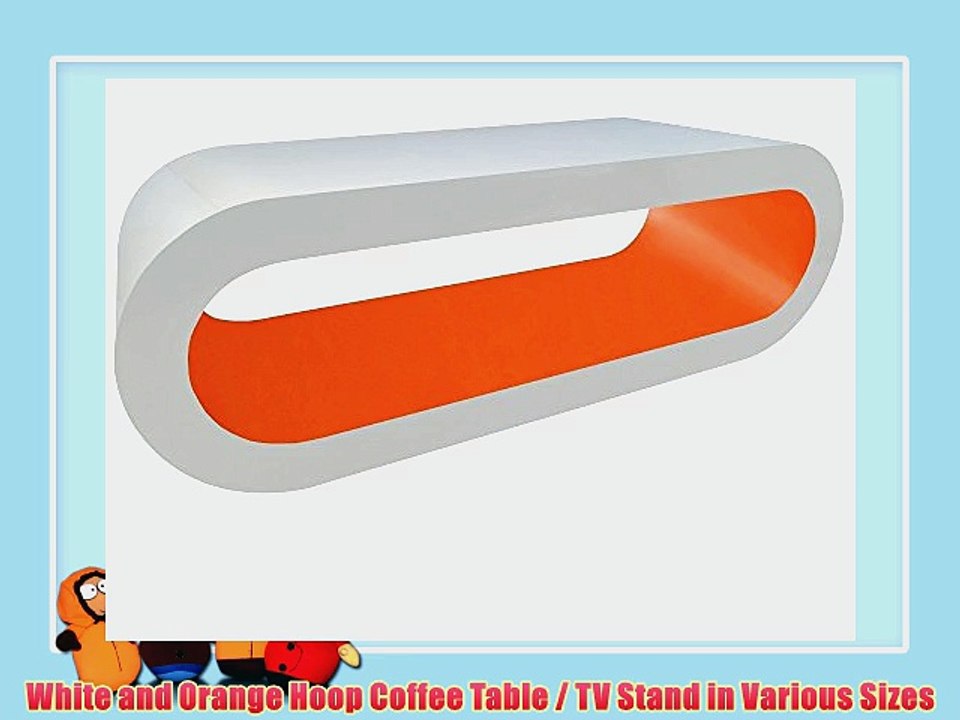 White and Orange Hoop Coffee Table / TV Stand in Various Sizes