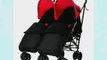 Obaby Apollo Black/Grey Twin Stroller and Black Footmuffs (Red)