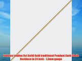 Jewelco London 9ct Solid Gold traditional Pendant Curb Chain Necklace in 24 inch - 1.3mm gauge