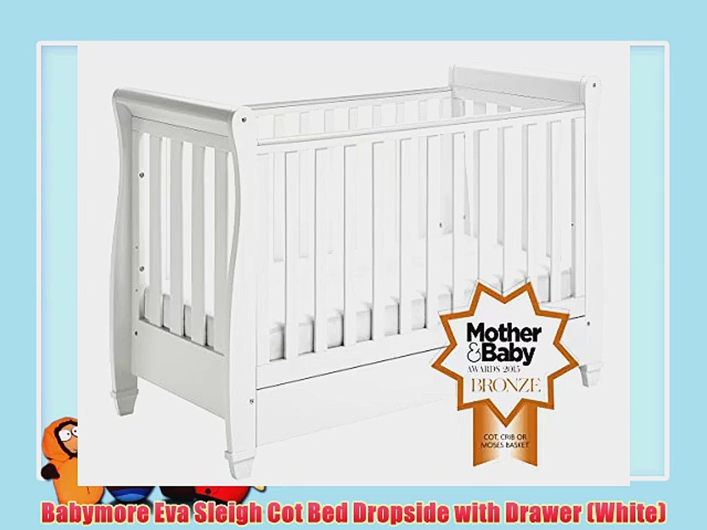 babymore eva sleigh cot bed dropside with drawer