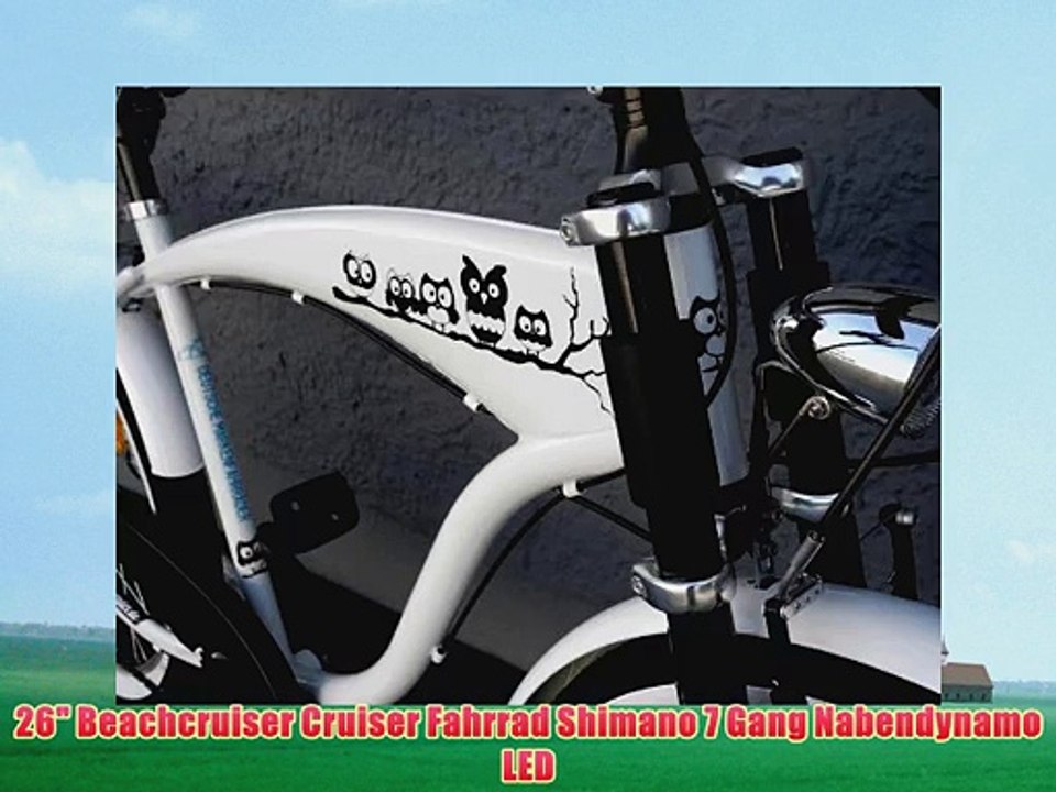 26 Beachcruiser Cruiser Fahrrad Shimano 7 Gang Nabendynamo LED