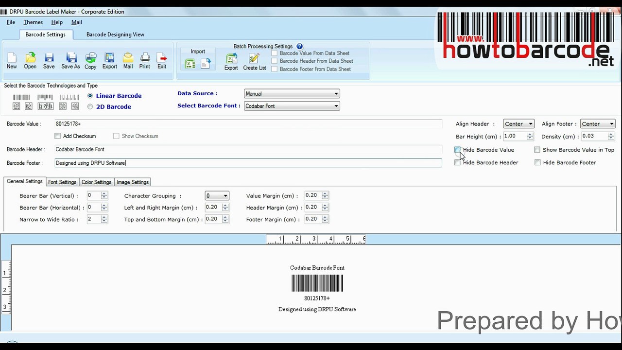 Codabar font: Making barcode labels