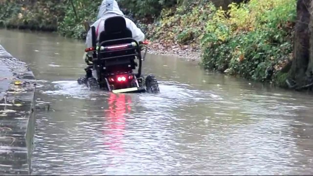 Terrain Hopper Mobility Scooters in Water, Overlander 4 Off Road Wheel Chair