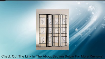 Coaster Oriental Floral Accented 4-Panel Room Screen Divider, Black Wood Framed Review