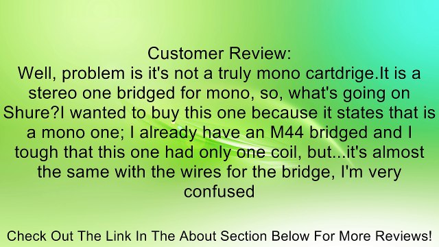 Shure M78S Wide Groove Monophonic Cartridge Review