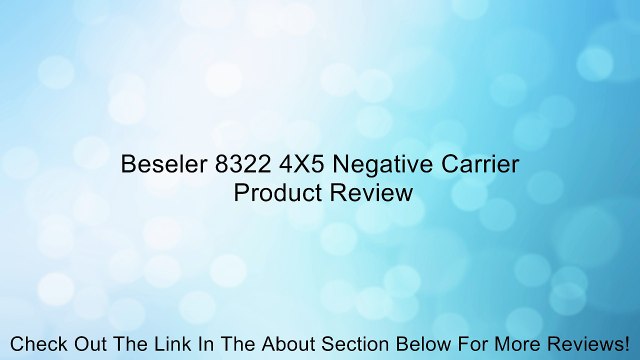 Beseler 8322 4X5 Negative Carrier Review