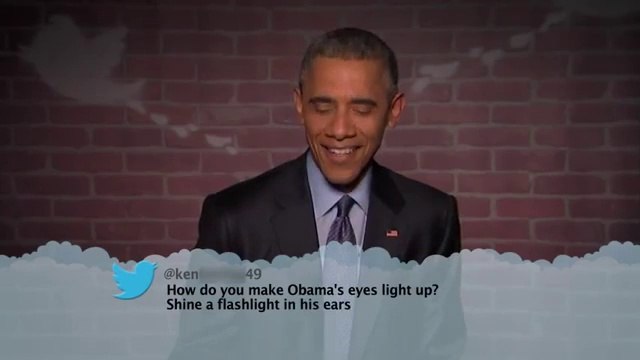 President Obama reads Mean Tweets Edition - Jimmy Kimmel || Hilarious . obama left red faced