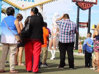 Action at the Welcome to Fabulous Las Vegas sign.