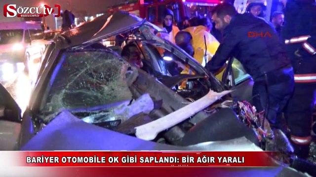 Bariyer otomobile ok gibi saplandı