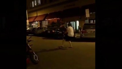 Drunk guy tries to skate home