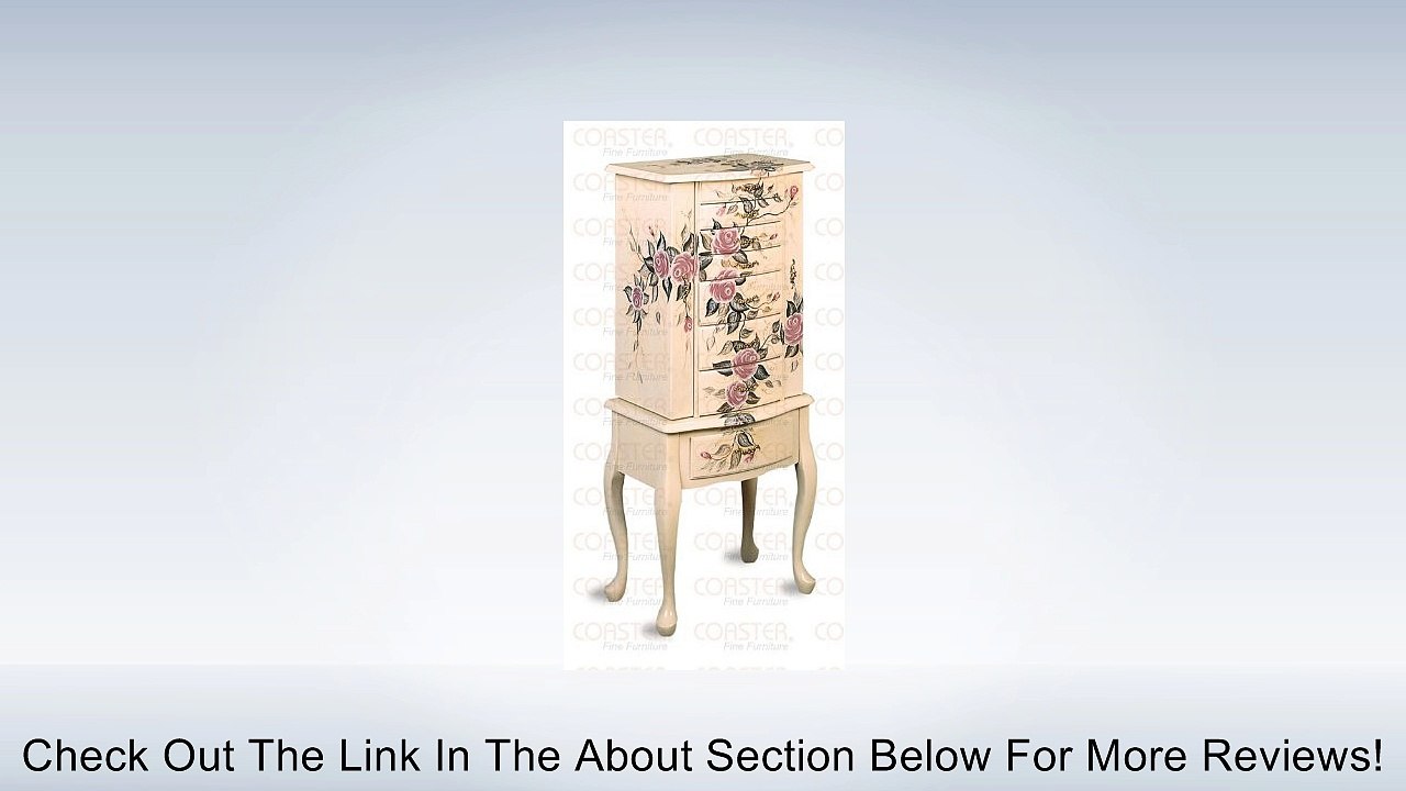 Coaster Jewelry Armoire, Ivory Finish Wood with Hand Painted Roses Floral Review