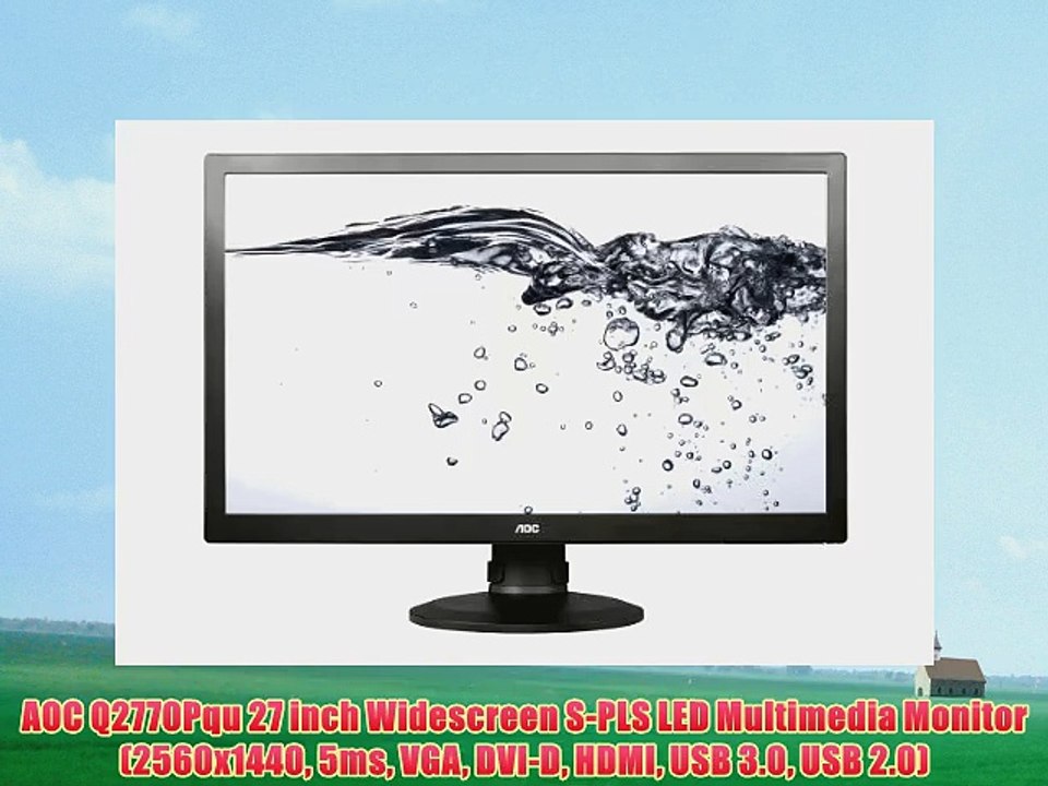 AOC Q2770Pqu 27 inch Widescreen S-PLS LED Multimedia Monitor (2560x1440 5ms VGA DVI-D HDMI