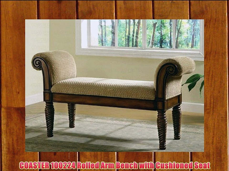 COASTER 100224 Rolled Arm Bench with Cushioned Seat