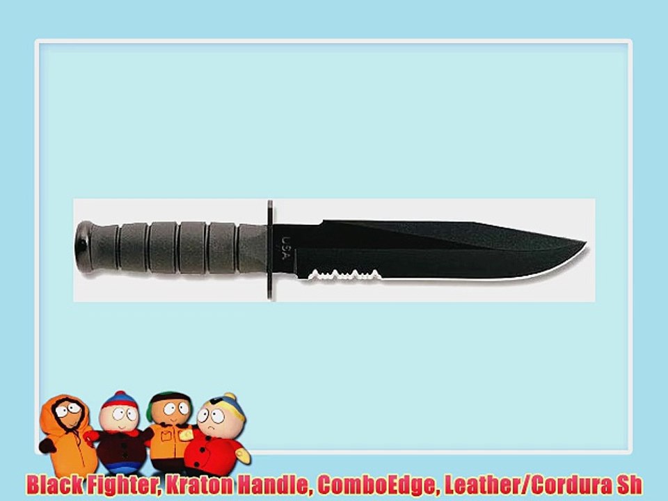 Black Fighter Kraton Handle ComboEdge Leather/Cordura Sh