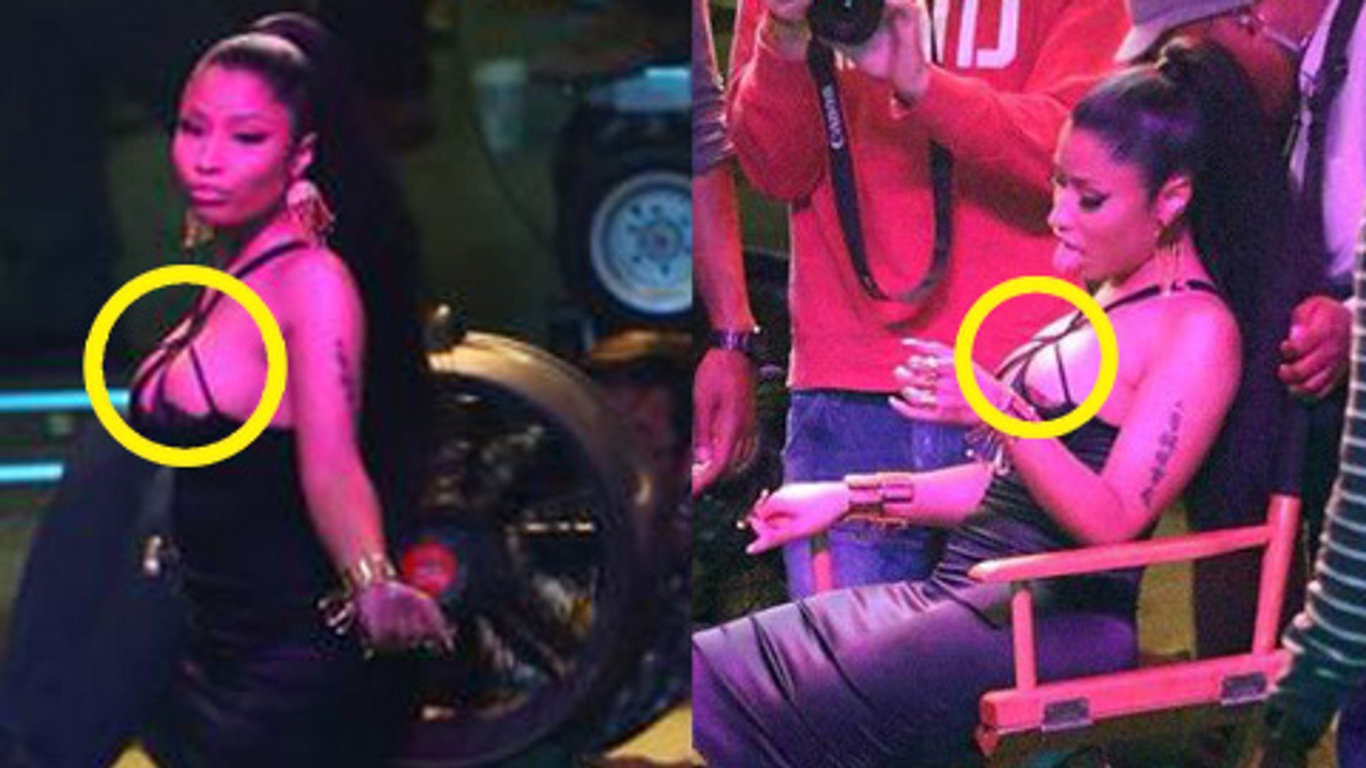 Nicki Minaj's Wardrobe Malfunction On Sets Of 'The Night Is Still Young'