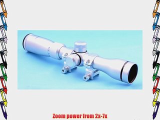 Hammers Long Eye Relief Pistol Scout Scope 2-7X32 Silver Chrome with weaver rings