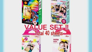 Fuji Instax Mini Rainbow Stained Glass Candy Pop and Pink Dot Instant Films 10 Sheets Pack