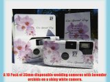 10 Pack Lavender Orchid Wedding Disposable 35mm Cameras in Gift Boxes with Matching Tents 27exp.