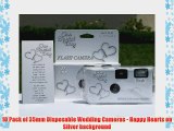 10 Pack Happy Hearts Wedding Party Disposable Cameras with Gift Box and Matching Tents 27 Exp.