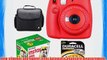 Fujifilm Instax Mini 8 Instant Film Camera (Red Raspberry) With Fujifilm Instax Mini 5 Pack