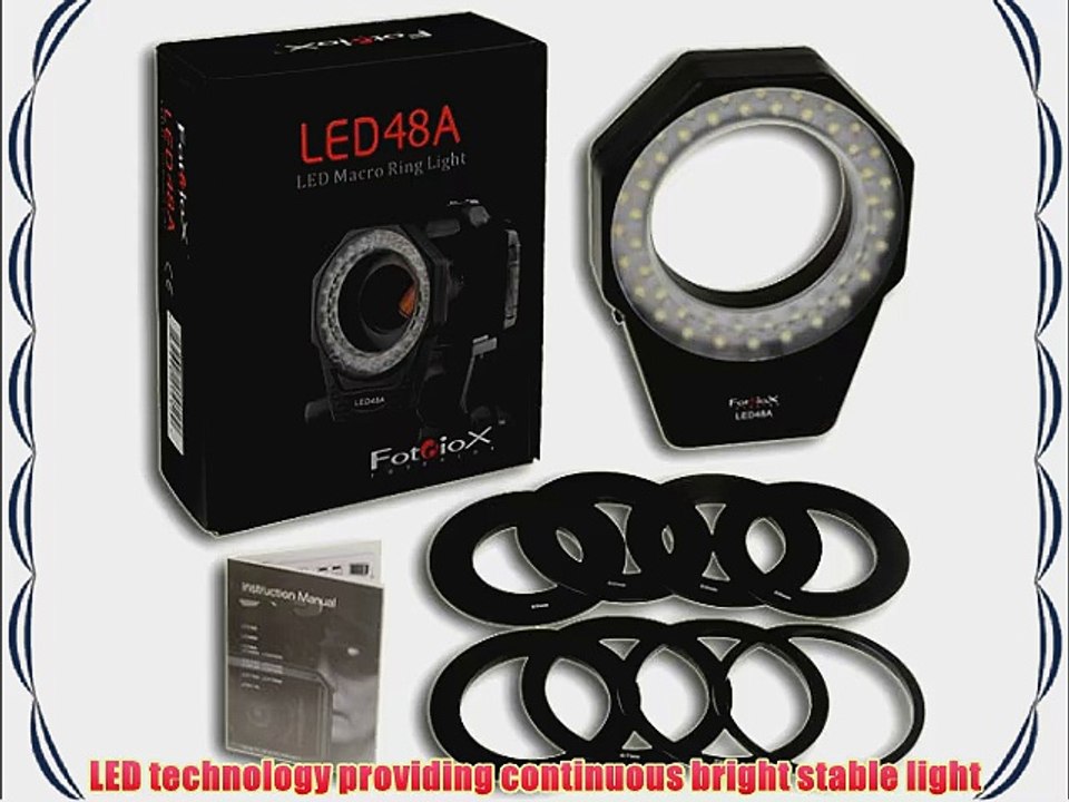 Fotodiox Pro LED 48a Ring light for Portrait and Macro Photography fits Lens with 49mm 52mm