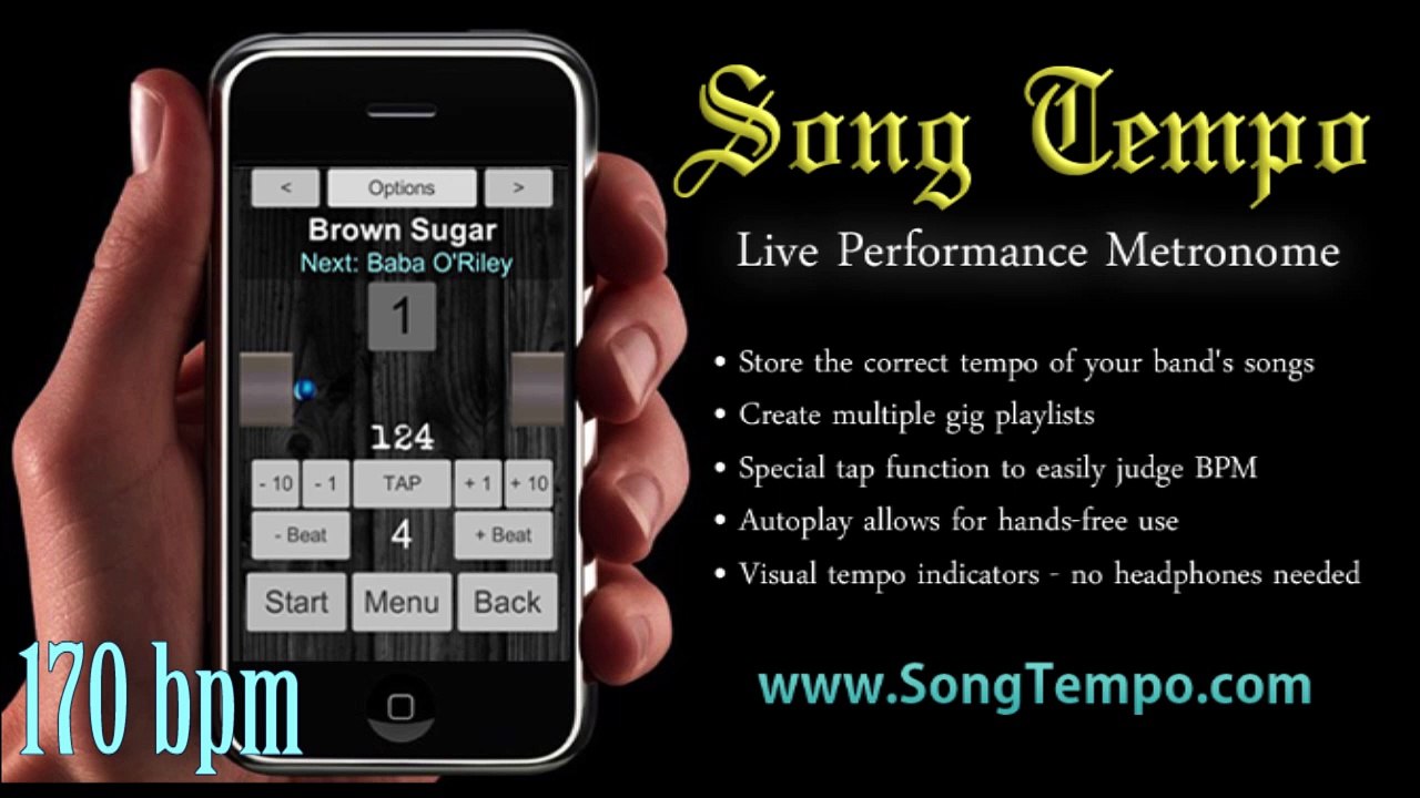 170 BPM Metronome - 10 Minutes Click Track - www.SongTempo.com
