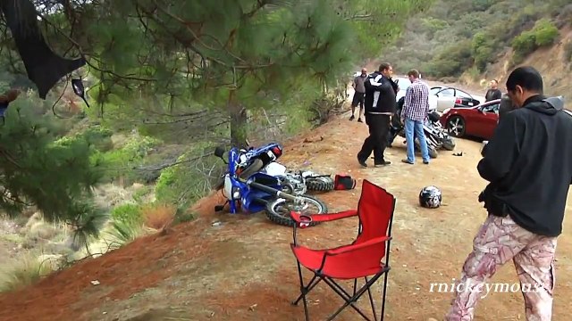 Car Crashes into Parked Motorcycles on Mulholland