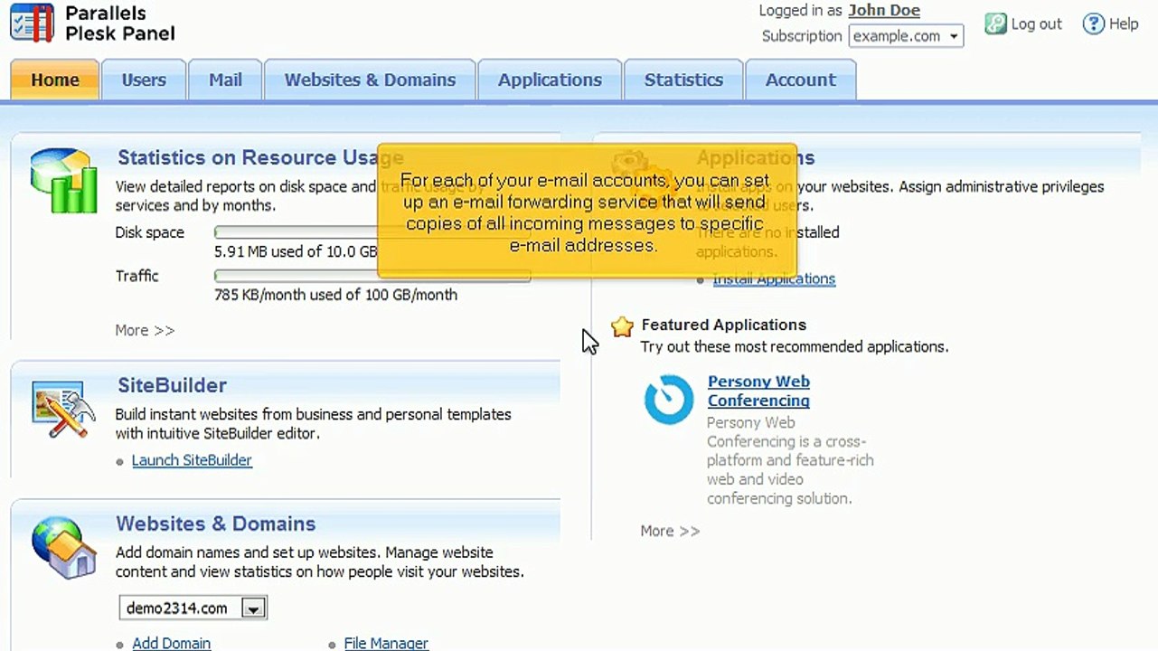 plesk10-enduser-11-forwarding